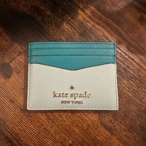 Kate Spade Turquoise and Ivory Card Holder
